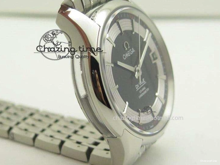 0823 De Ville Hour Vision Co-Axial 41mm SS V6F Best Edition Black Dial On SS Bracelet A BestValue 8277